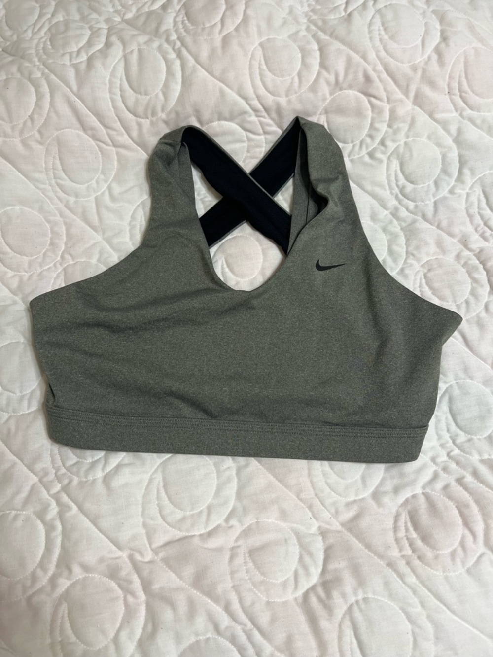 Nike Olive Gray Cross-Back Sports Bra